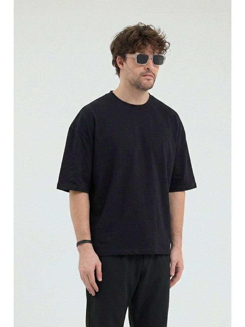 Erkek Chill Boxy Premium Siyah T-Shirt-1