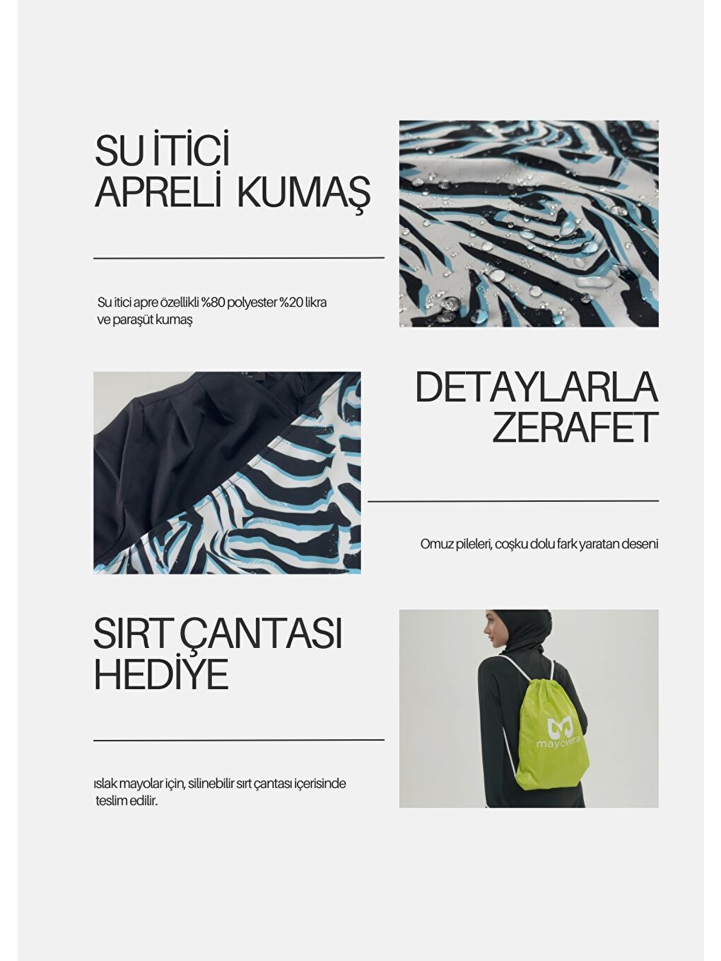 Karışık Zebra Kapalı Mayo Üstü-4