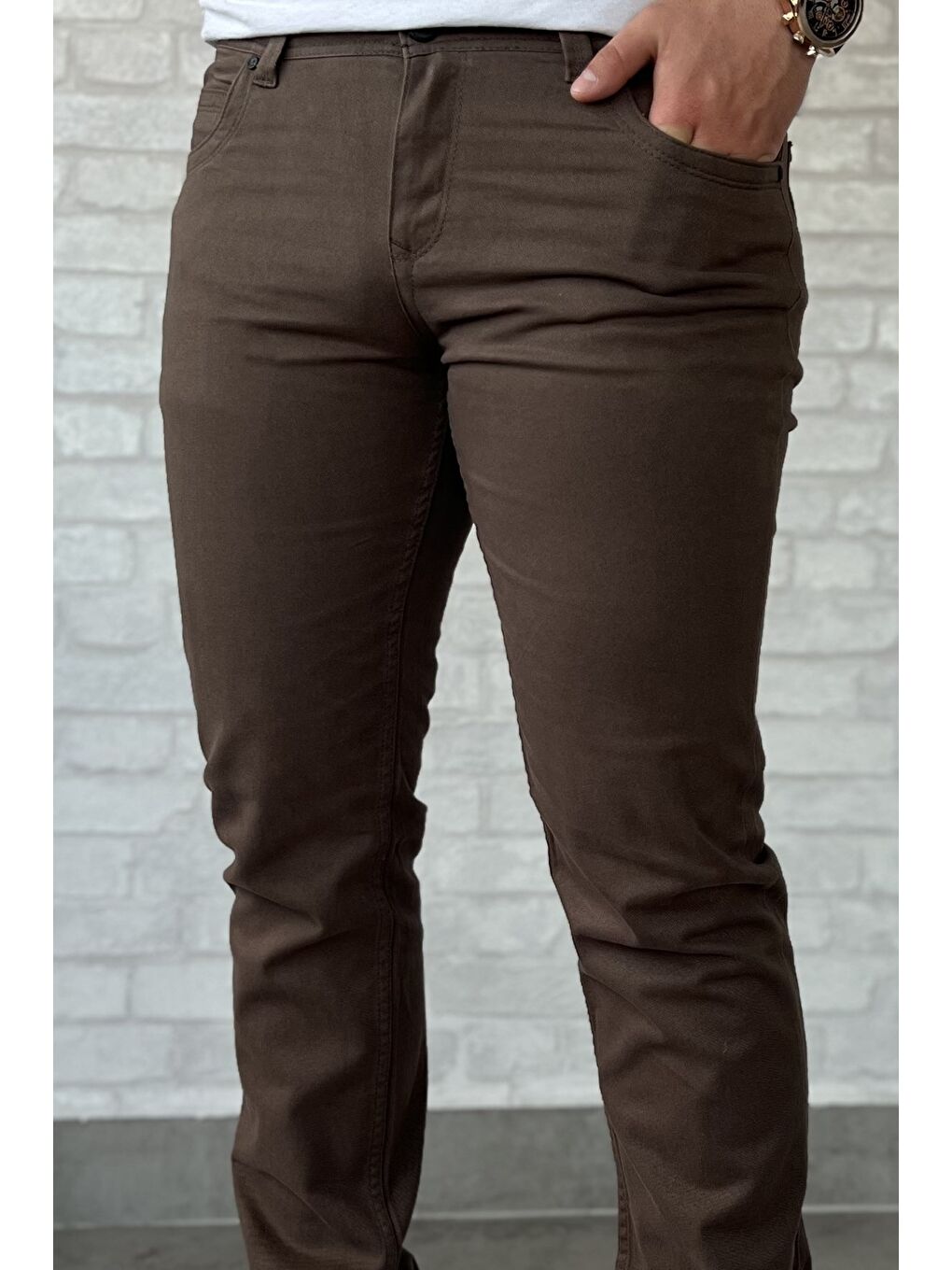Bej Gabardin Erkek Pantolon-3