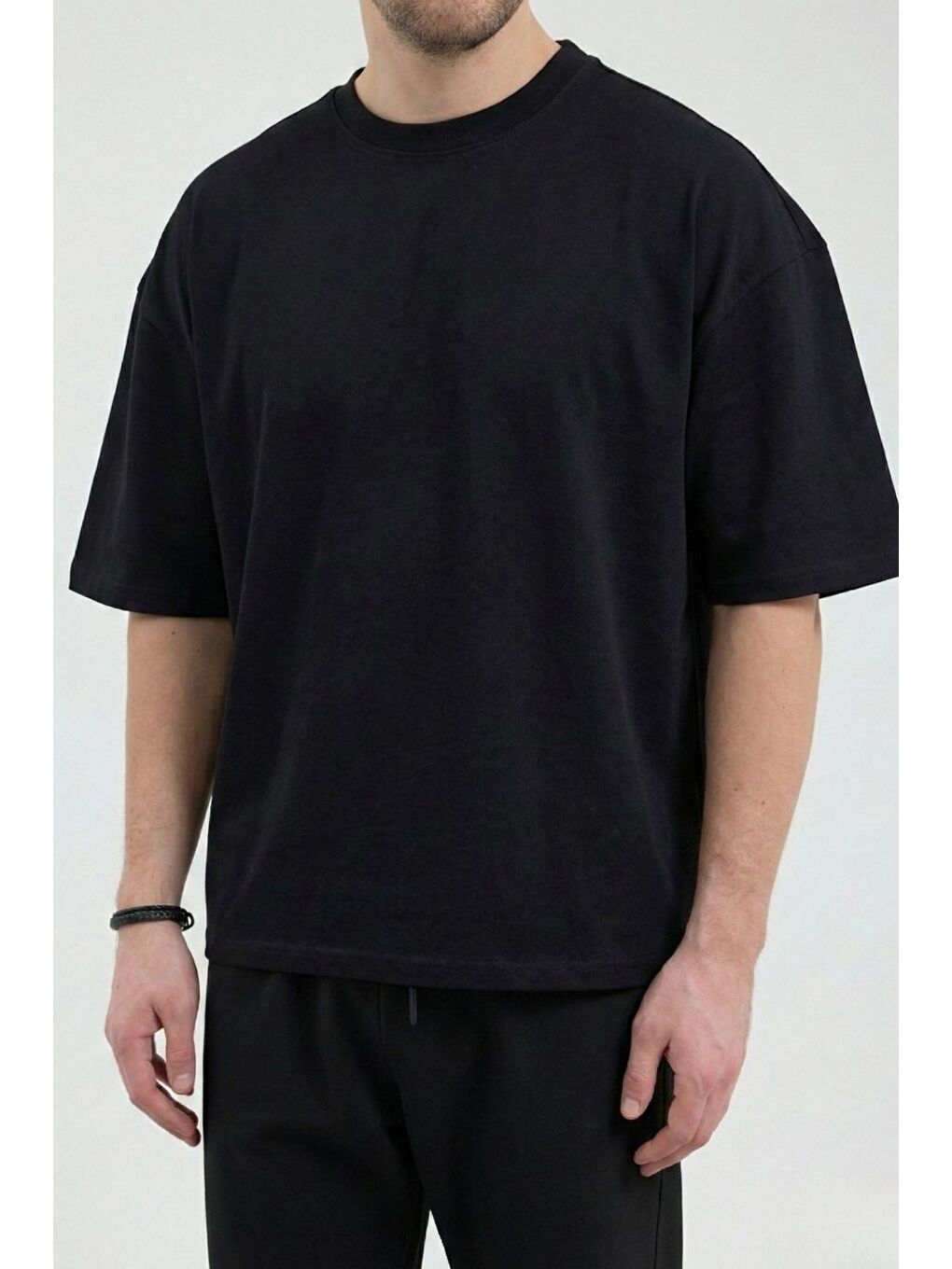 Erkek Chill Boxy Premium Siyah T-Shirt-2