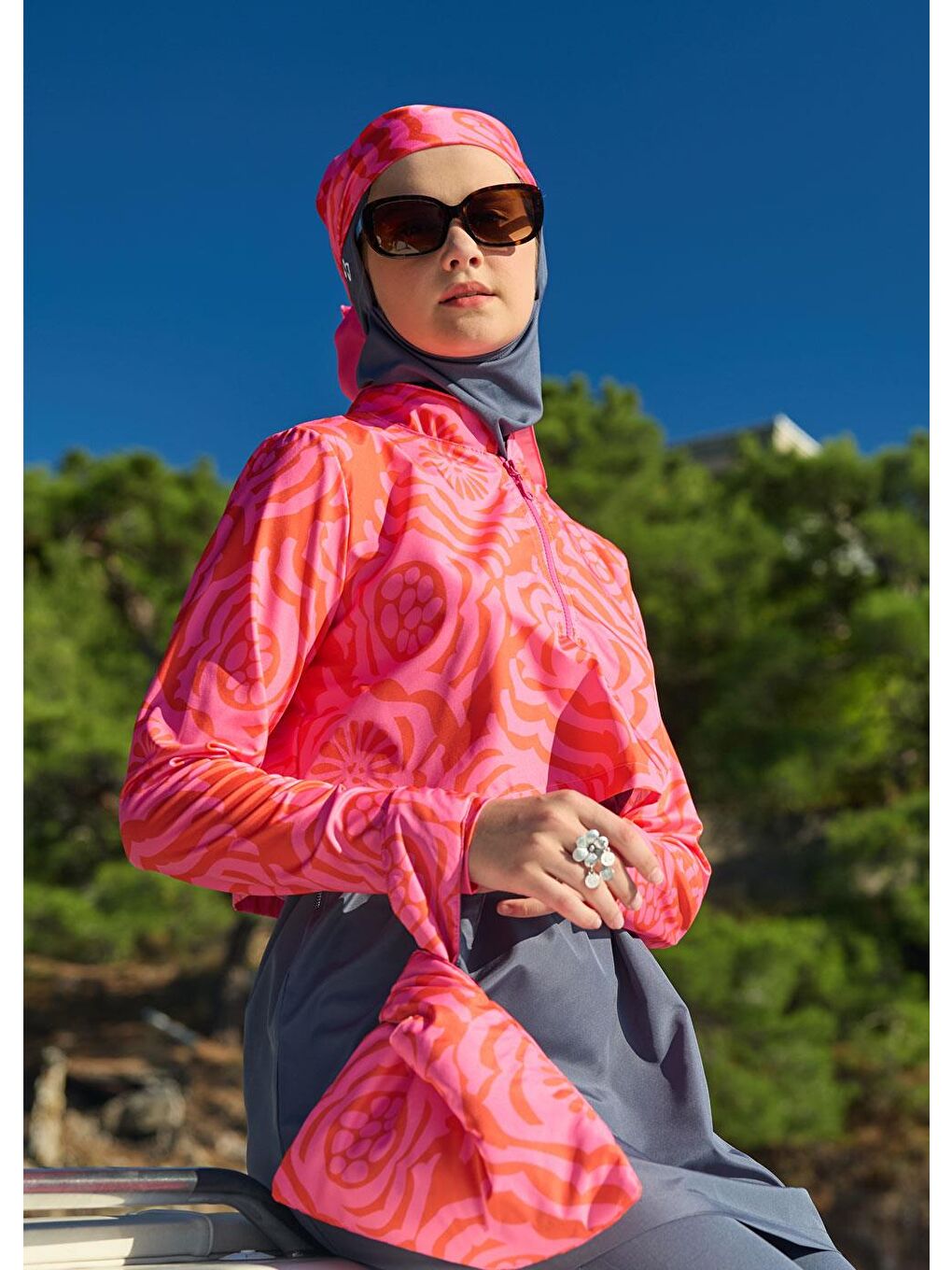 Dinamik Pembe Çiçek Paraşüt Mayo Takımı-2