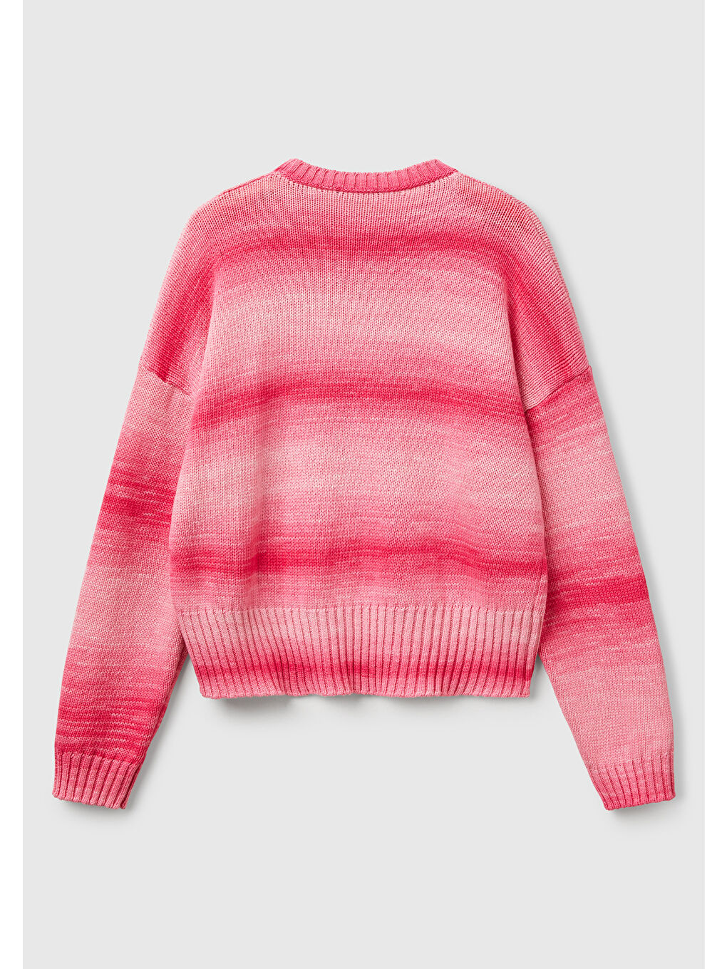 Kadın Pembe Mix %100 Pamuk Gölge Efektli Nervür Detaylı Düşük Omuzlu Kazak-3