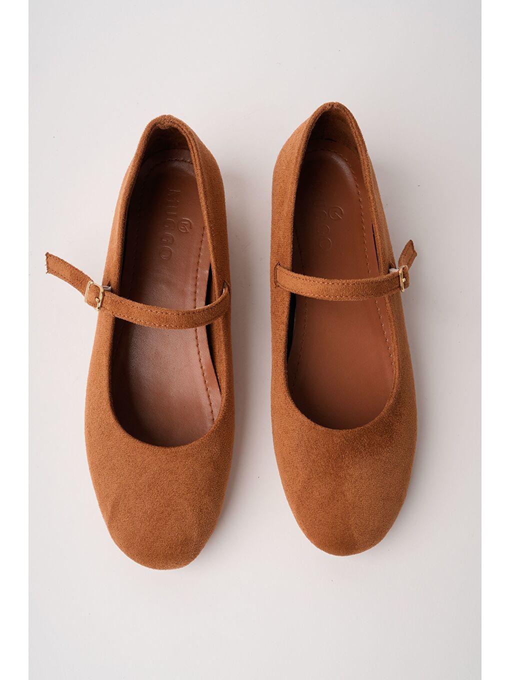 Kahverengi BERNY Gizli Topuklu Deri Tek Bantlı Kadın Babet-1