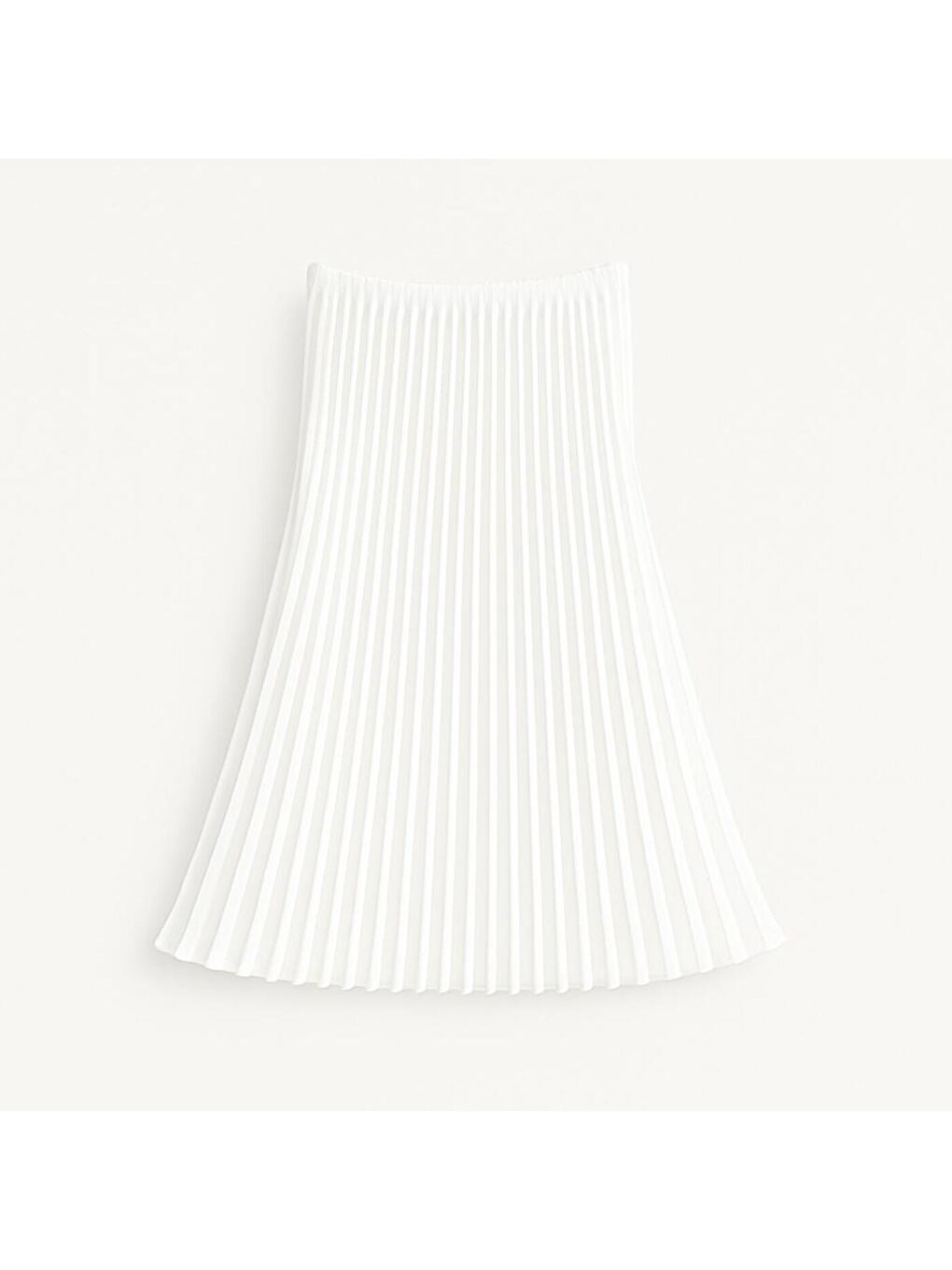 Kadın Beyaz Deri Görünümlü Pliseli Uzun Etek