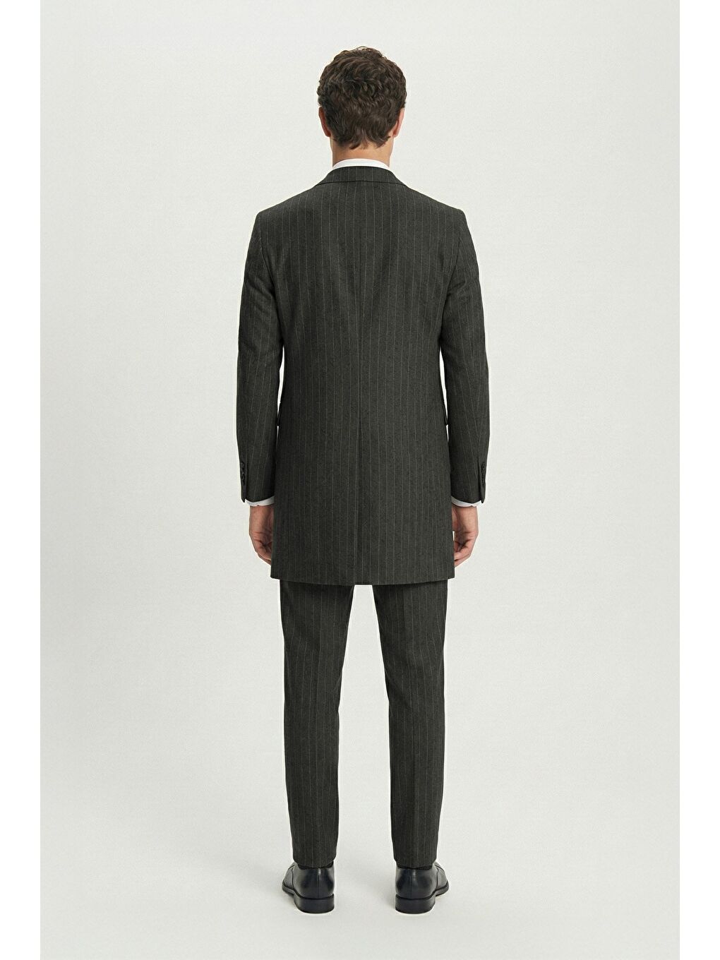 Giotelli Haki Regular Fit Çizgili Desenli Yelekli Kabanlı 4'Lü 6 Drop Erkek Takım Elbise Seti-3