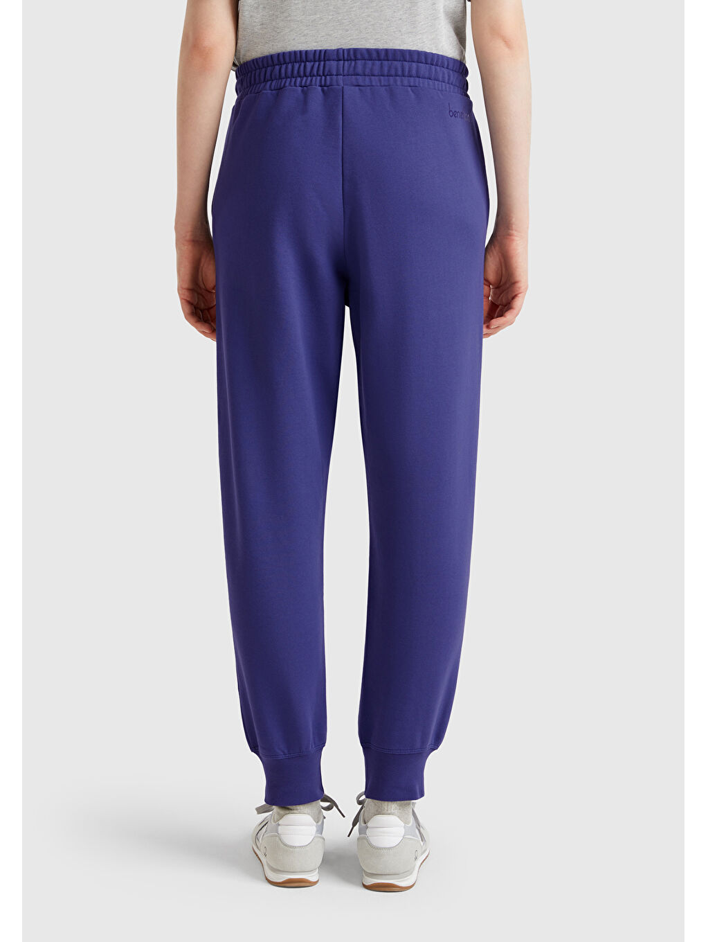 Kadın Lavanta Mavisi %100 Pamuk Manşetli Beli Lastikli Regular Fit Eşofman Altı-2