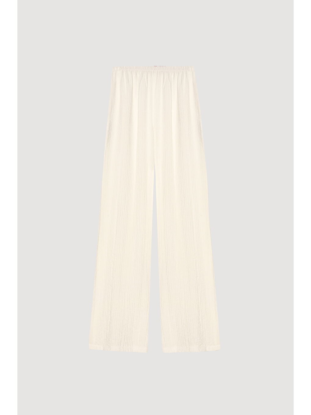 Gofre Kumaş Geniş Paça Pantolon Ekru