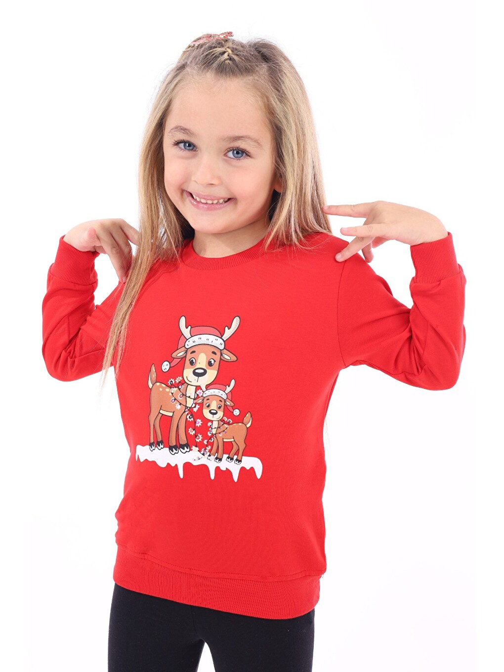 Kırmızı Unisex Çocuk Baskılı Sweatshirt