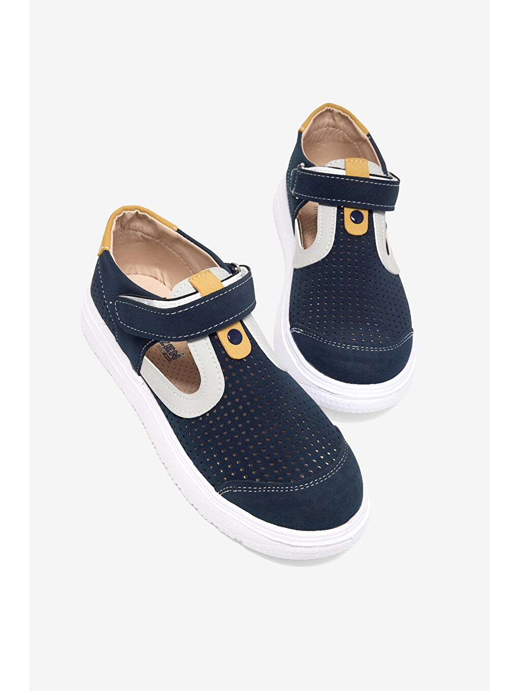 Çocuk Unisex Lacivert Sarı Çoçuk Cırtlı Sandalet