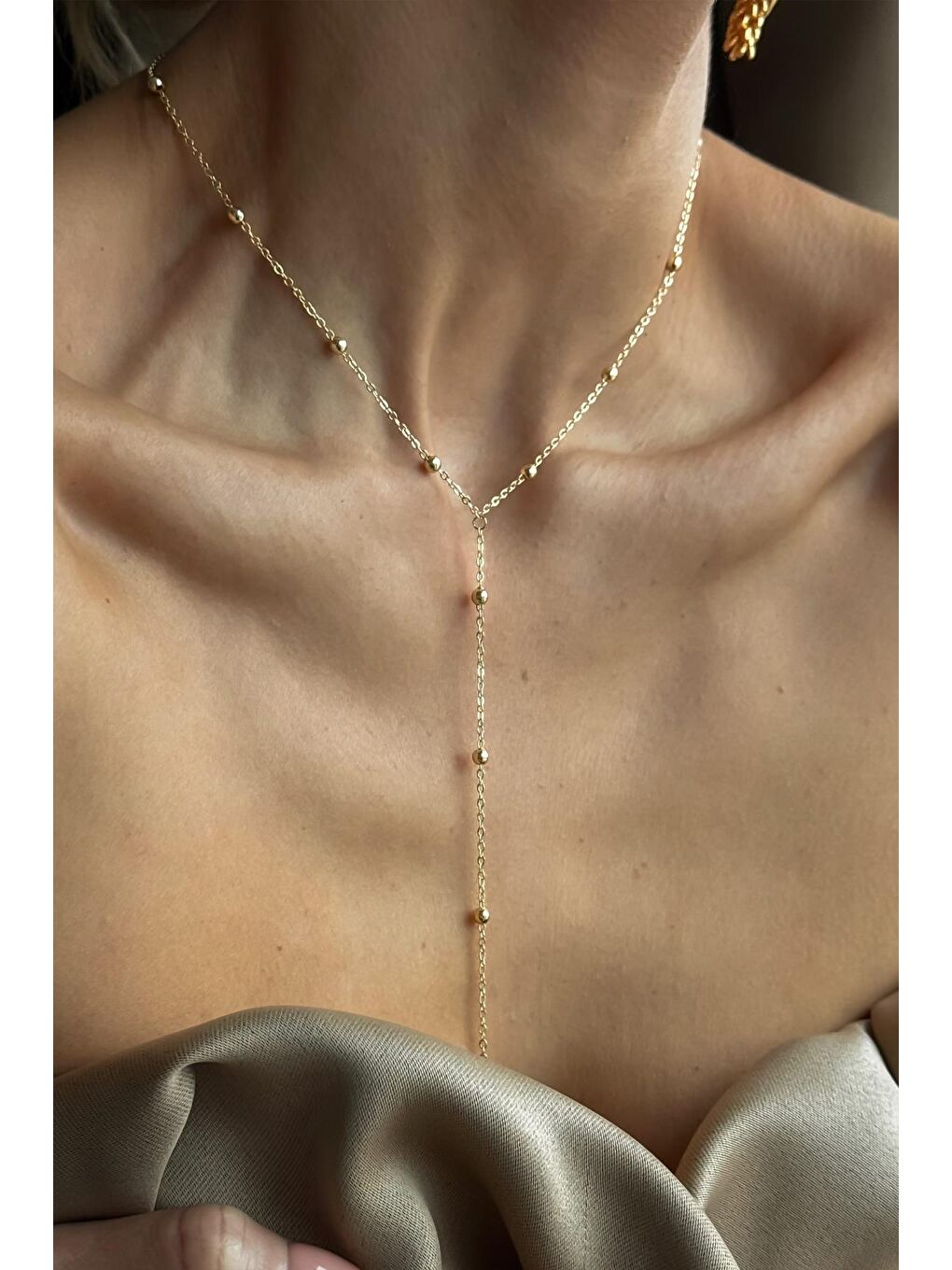 Sarı Çelik Y Kolye-1