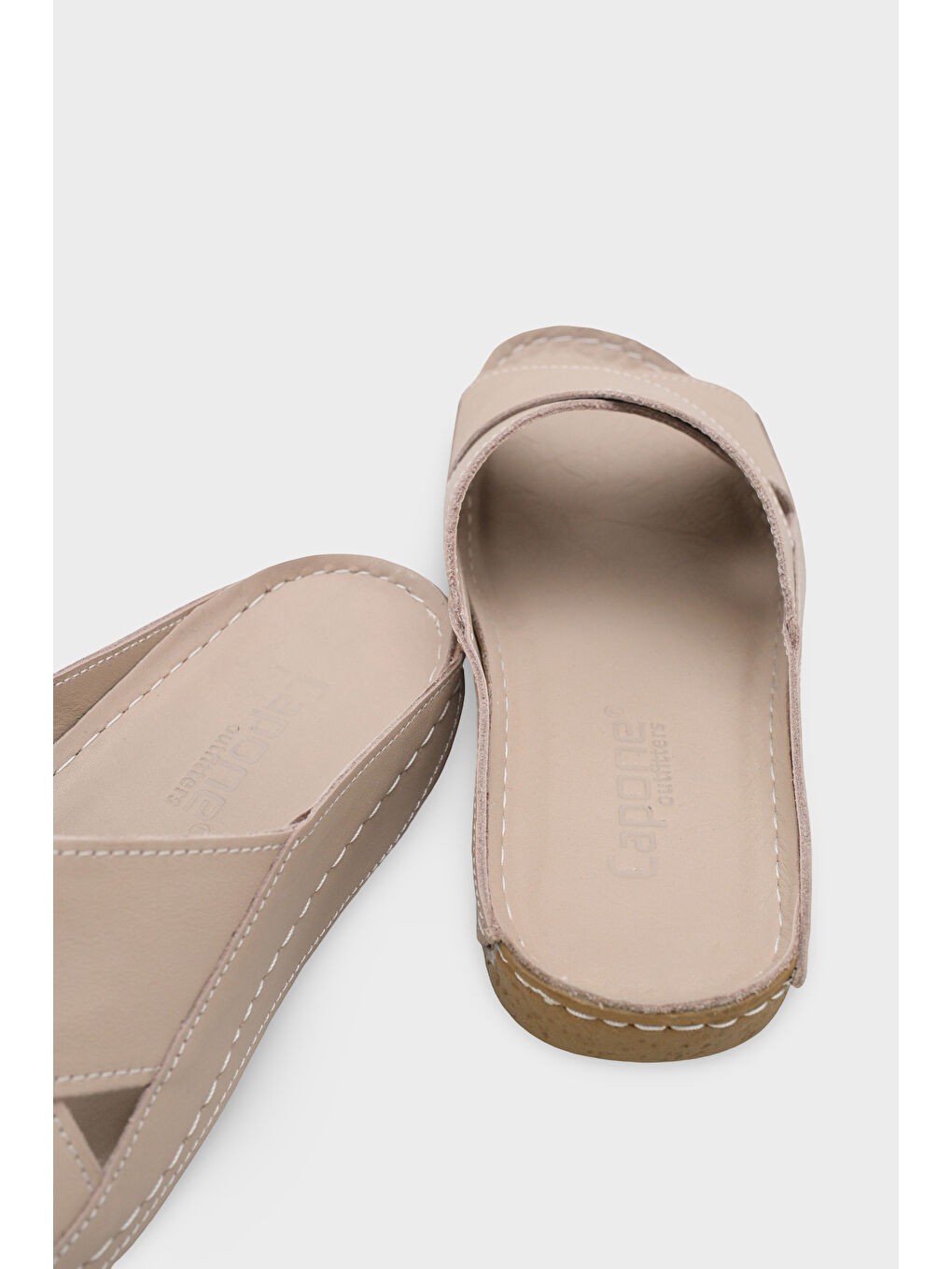 Bej Sophi Hakiki Deri Soft Konfor Kadın Terlik-3