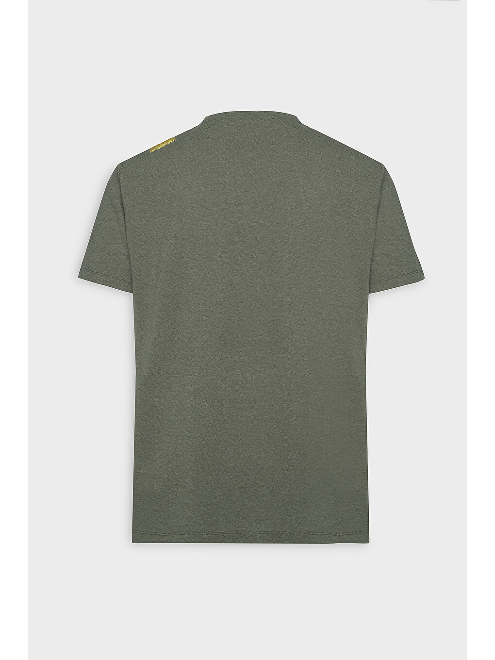 Erkek Haki Slim Fit Dar Kesim Bisiklet Yaka Pamuklu Tişört-8