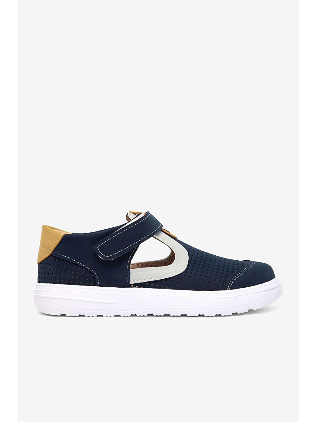 Çocuk Unisex Lacivert Sarı Çoçuk Cırtlı Sandalet-3