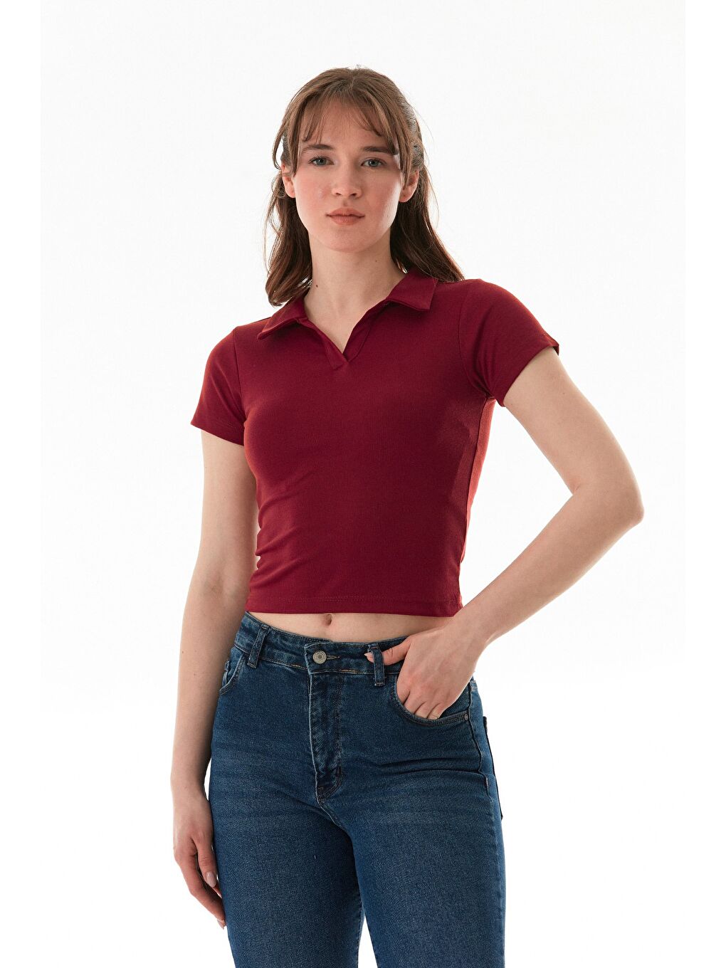 Bordo Basic Polo Yaka Tişört