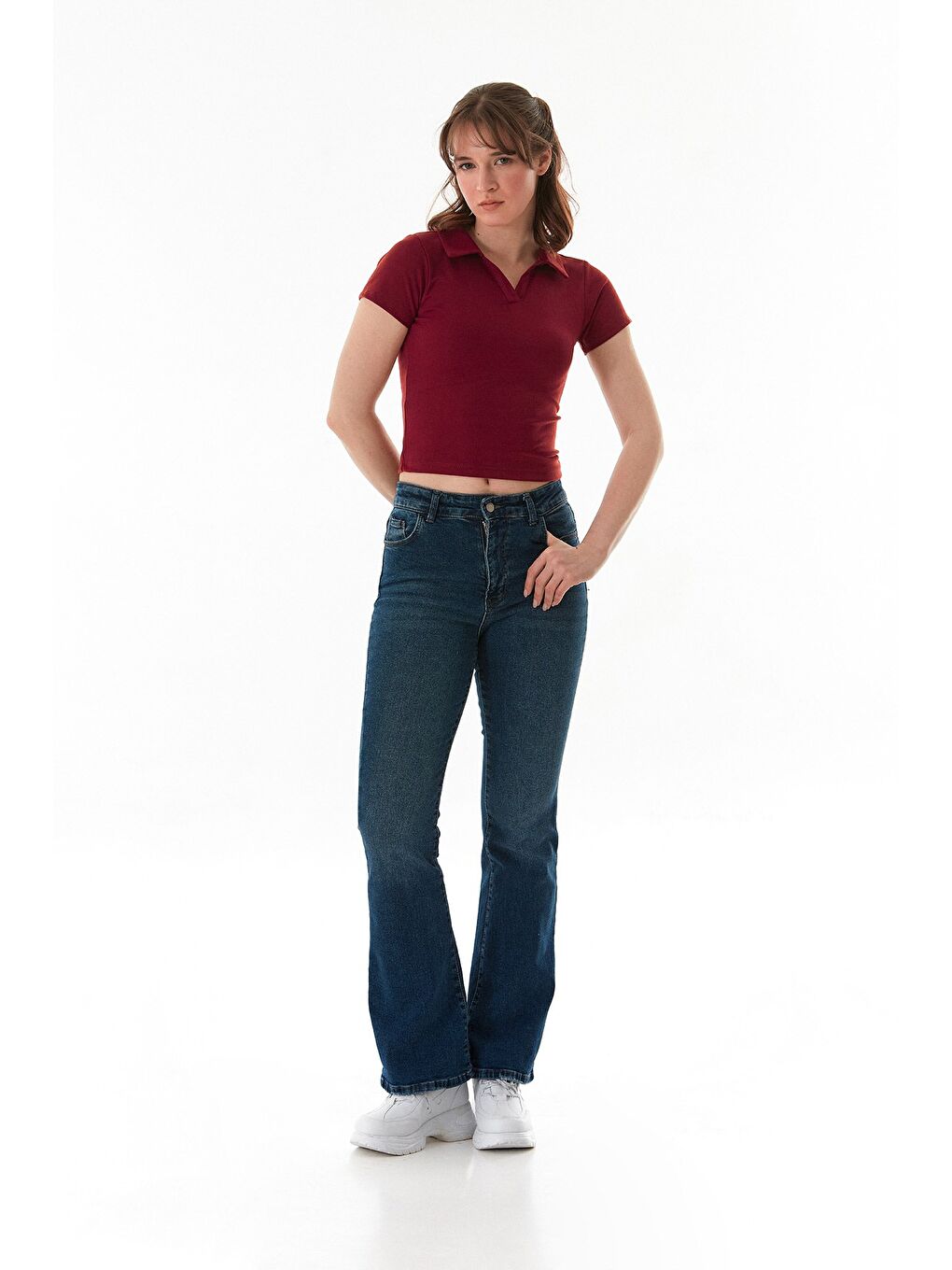 Bordo Basic Polo Yaka Tişört-1