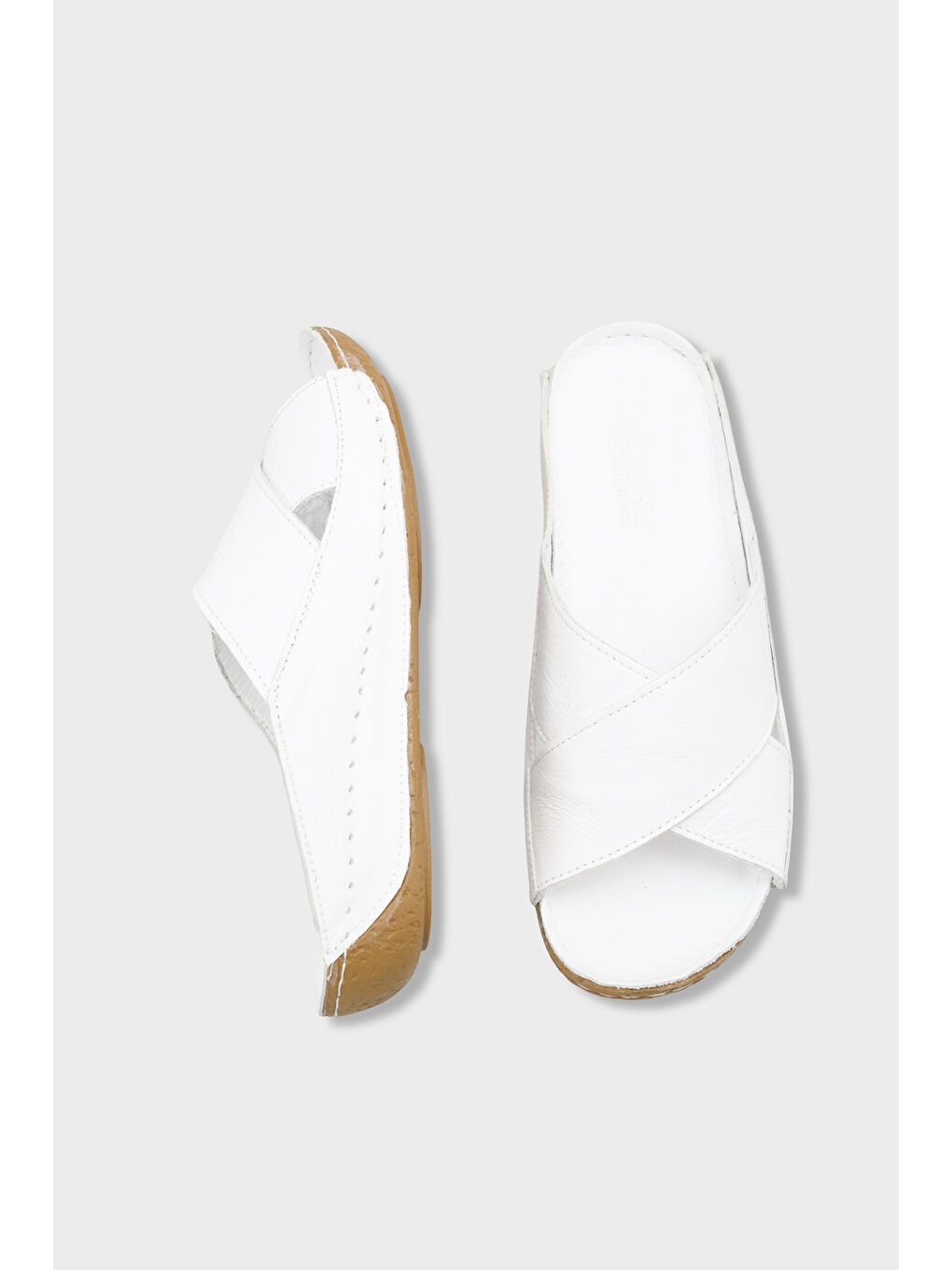 Beyaz Sophi Hakiki Deri Soft Konfor Kadın Terlik-4