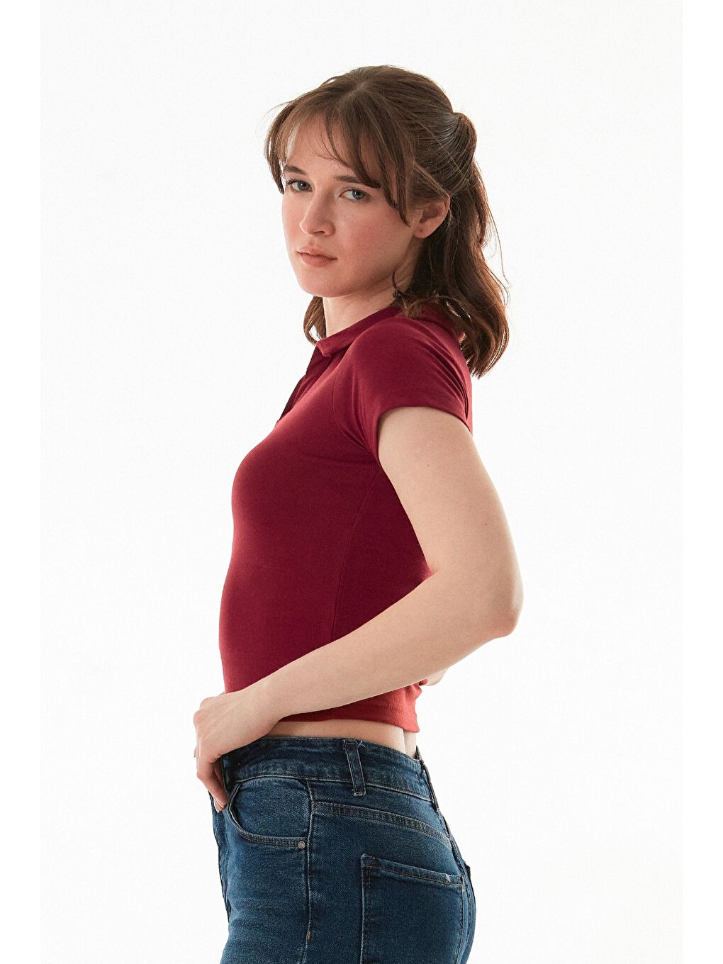 Bordo Basic Polo Yaka Tişört-2