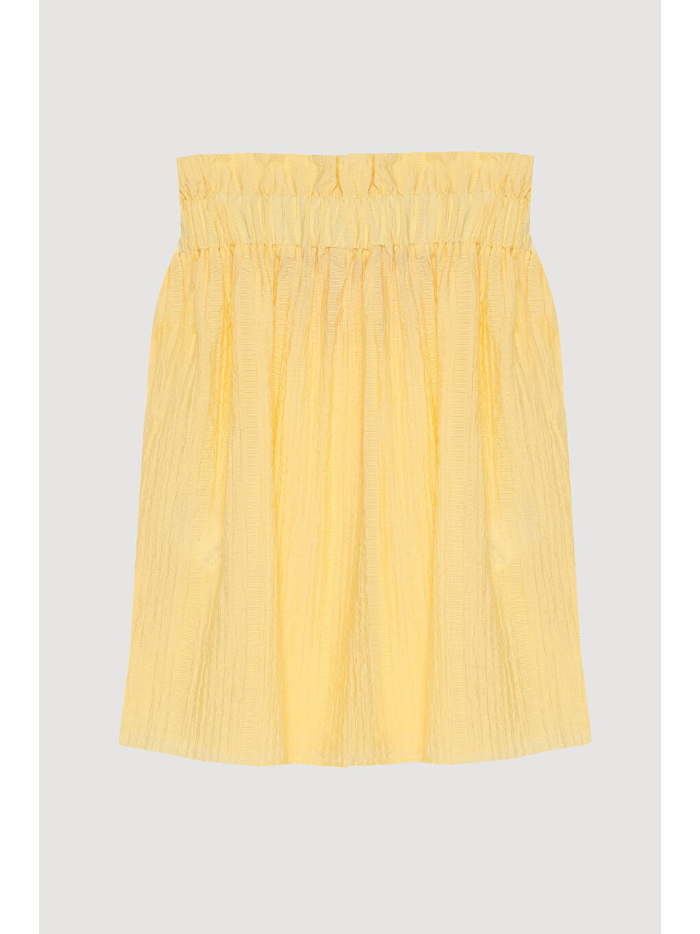 Gofre Kumaş Fırfırlı Straplez Bluz Sarı