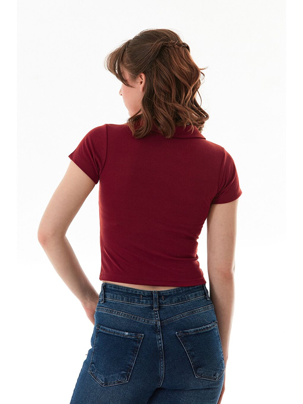 Bordo Basic Polo Yaka Tişört-3