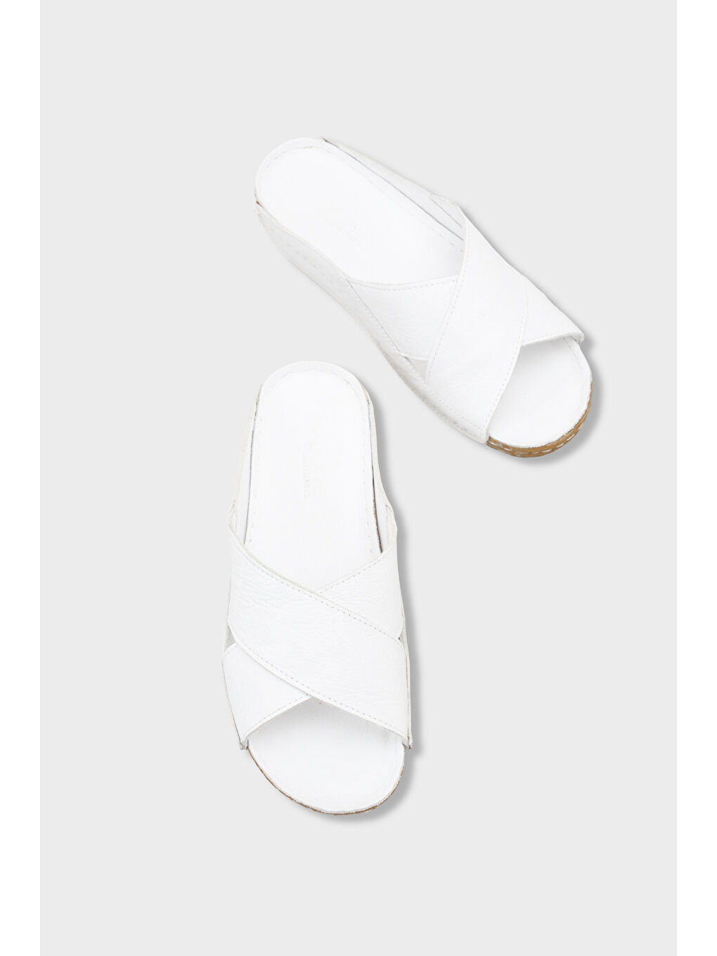 Beyaz Sophi Hakiki Deri Soft Konfor Kadın Terlik-5