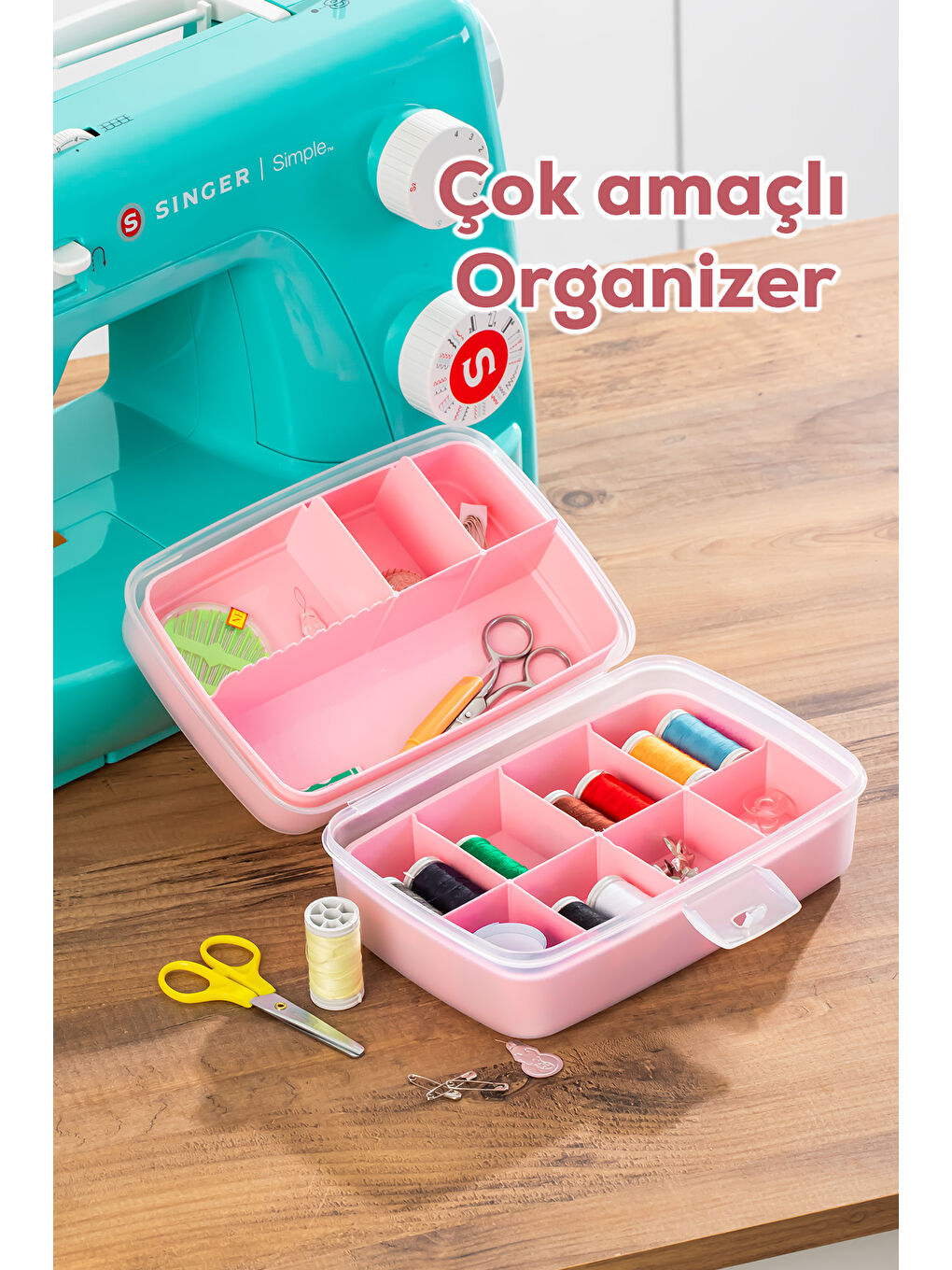 1192-2 Premium 12 Bölmeli Çok Amaçlı Organizer Saklama Kabı Pembe