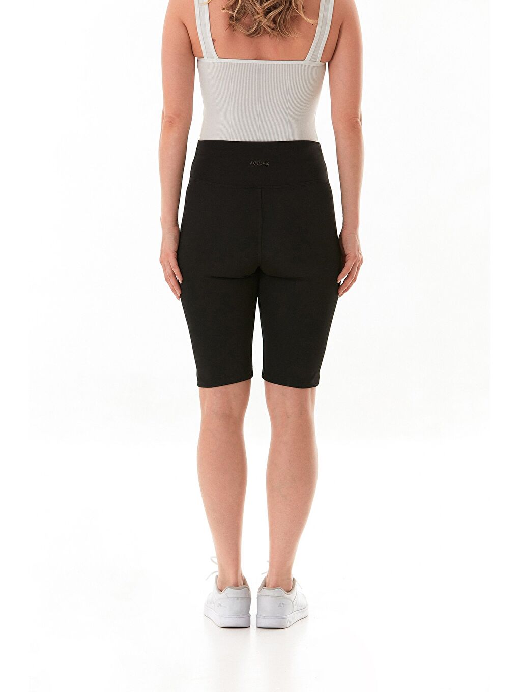 Siyah Büyük Beden Active Yazı Baskılı Tayt-4