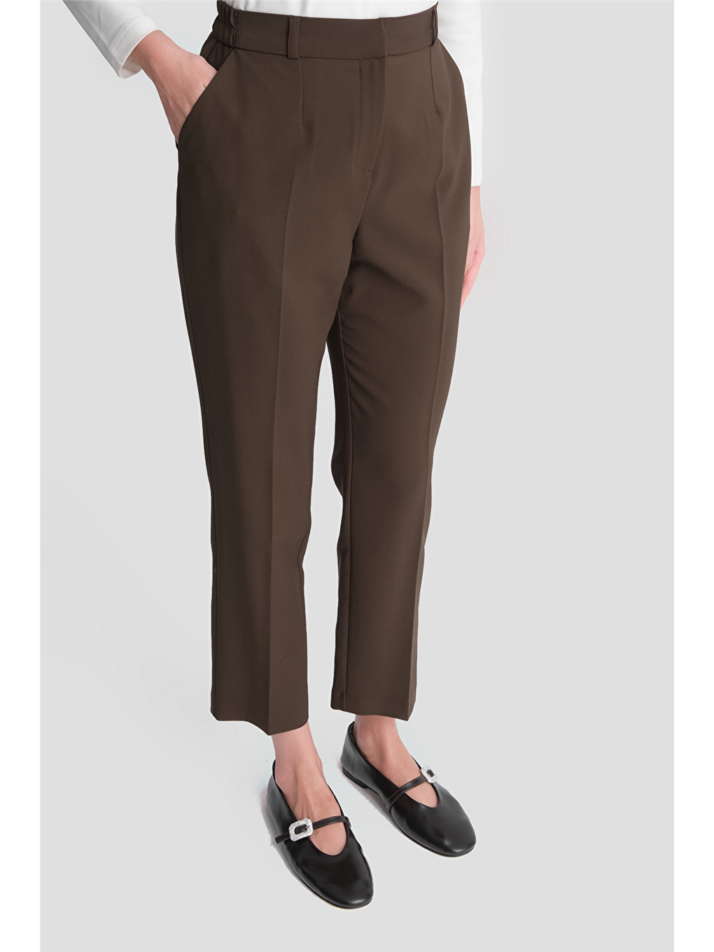 Kahverengi Beli Lastikli Pantolon Acı Kahve-2