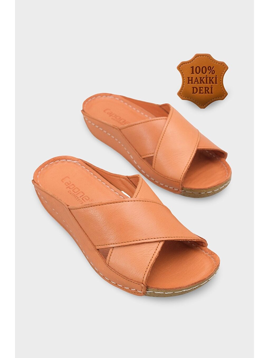 Kahverengi Sophi Hakiki Deri Soft Konfor Kadın Terlik-1