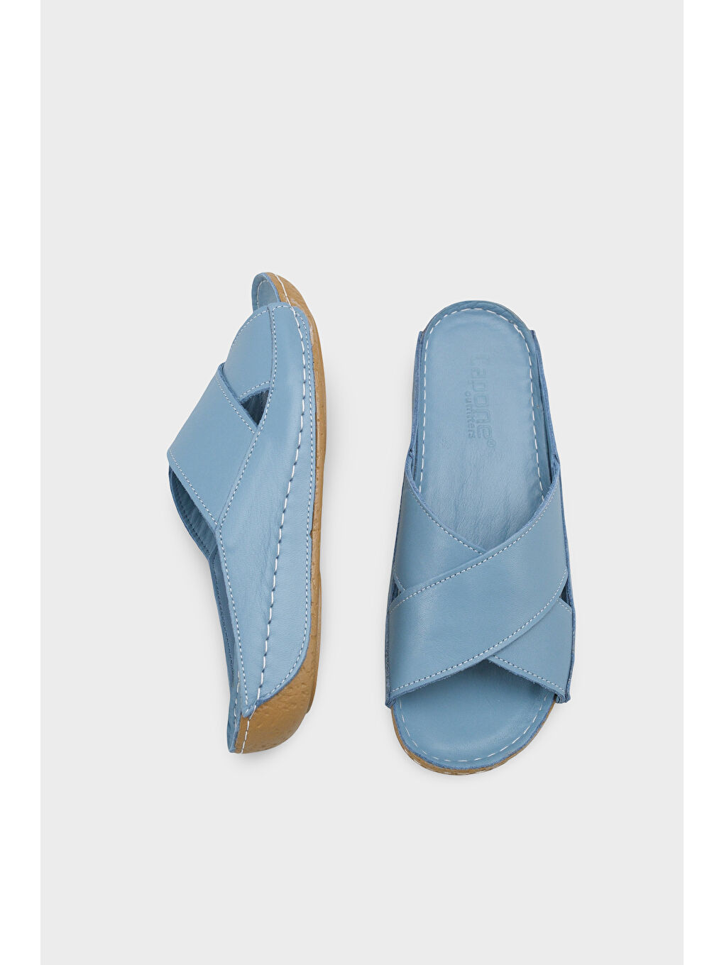 Mavi Sophi Hakiki Deri Soft Konfor Kadın Terlik-4