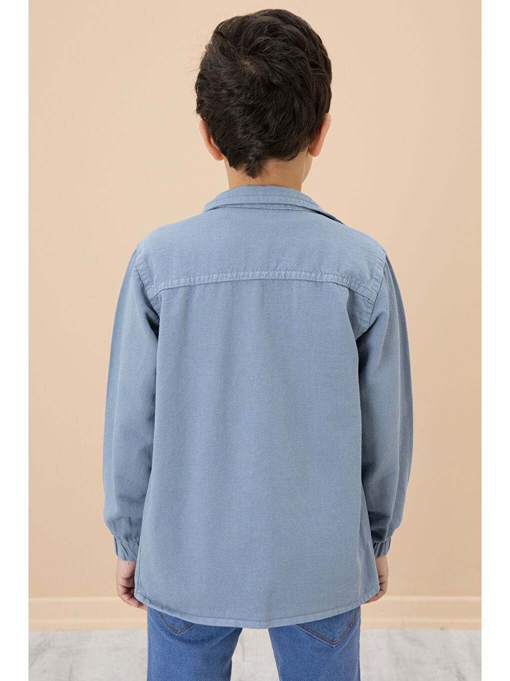 Erkek Çocuk Mavi Baskılı Tişörtlü Jean Gömlekli 2li Takım 20031-4