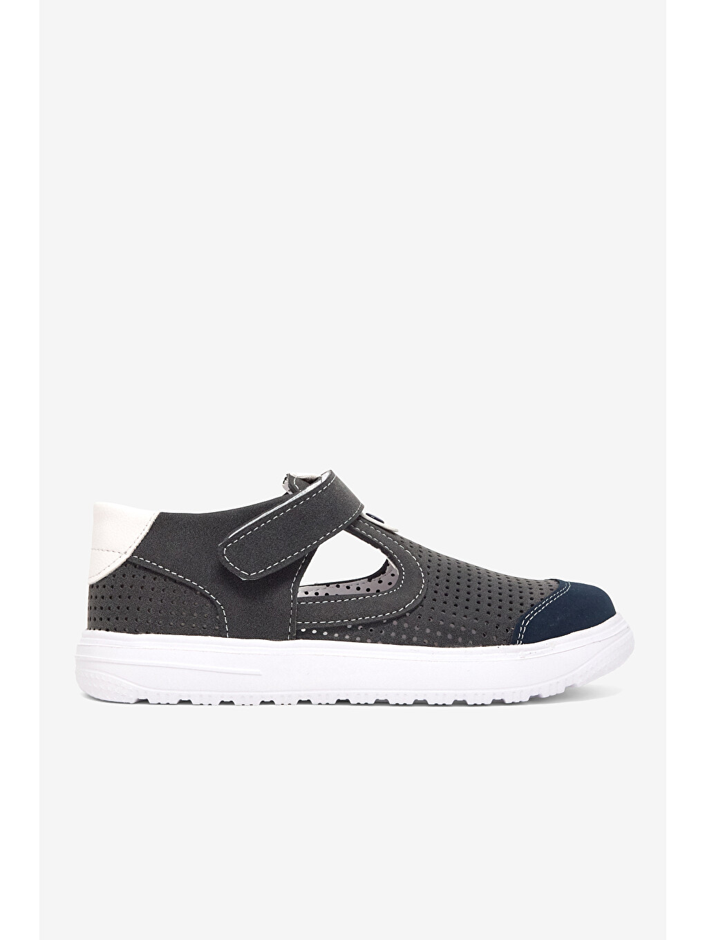 Çocuk Unisex Gri Çoçuk Cırtlı Sandalet