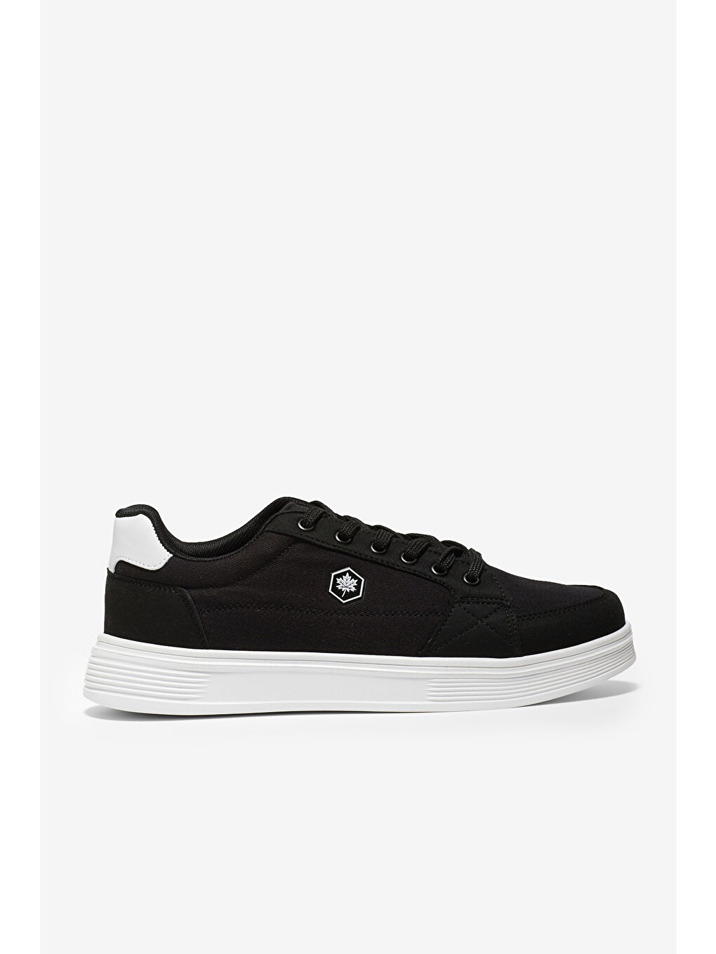 Erkek Siyah Beyaz Rahat Kalıp Faylon Taban Bağcıklı Spor Ayakkabı-4