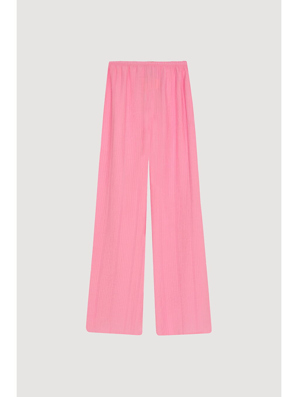 Gofre Kumaş Geniş Paça Pantolon Pembe