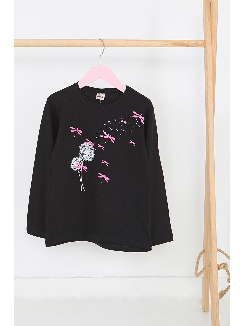 Kız Çocuk Siyah Uzun Kollu Baskılı Penye Badi - 27690