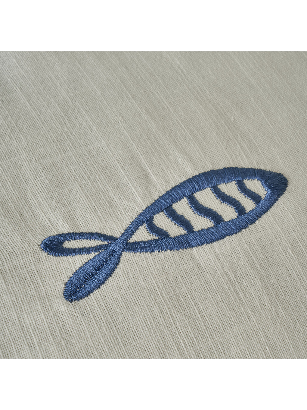 %100 Pamuk Marine Nakışlı Kırlent Kılıfı Beyaz (35x50 cm)-1