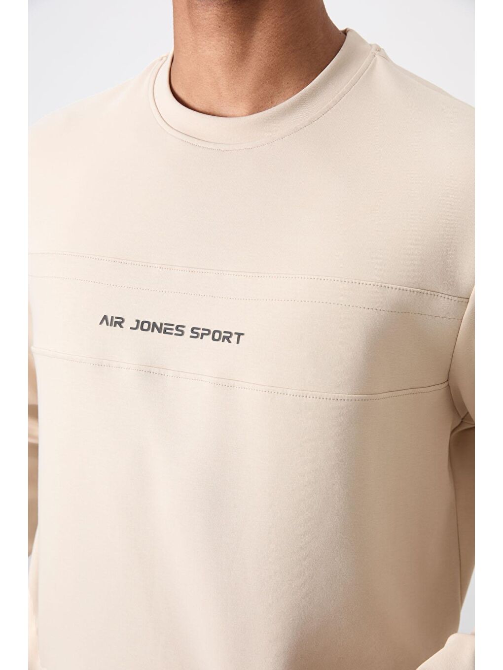 AIR JONES Bej Pamuklu Kalın Yumuşak Dokulu Comfort Fit Baskılı Erkek Eşofman Takım - 85253 - 3