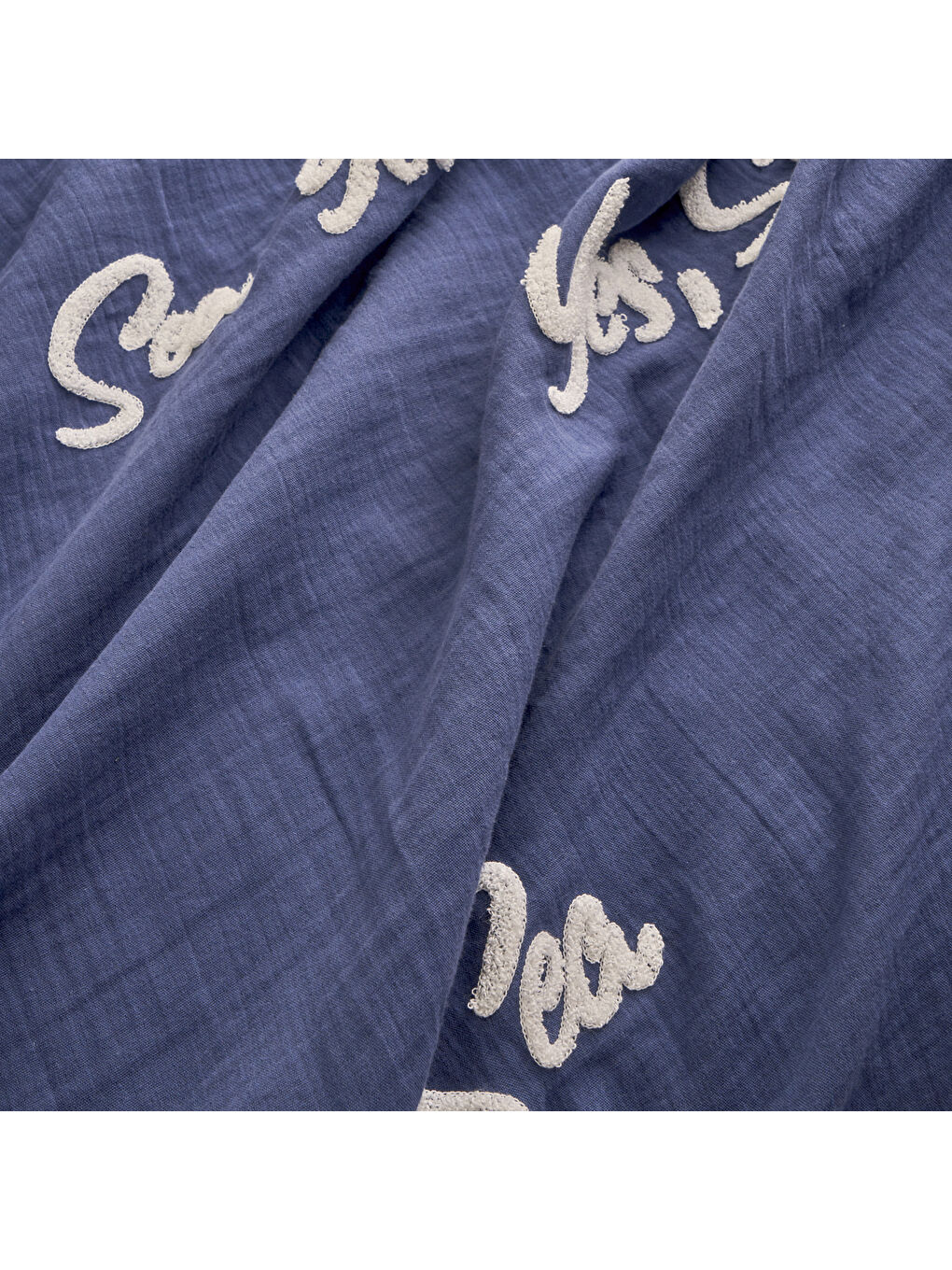 %100 Pamuk Marine Punch Nakışlı Çift Kişilik Yatak Örtüsü Seti Lacivert (240x260 cm)-4