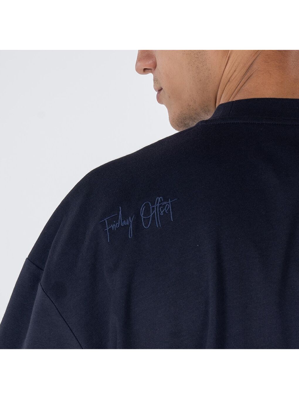 Pina Erkek Koyu Mavi %100 Koton Bisiklet Yaka Oversize Tişört-3