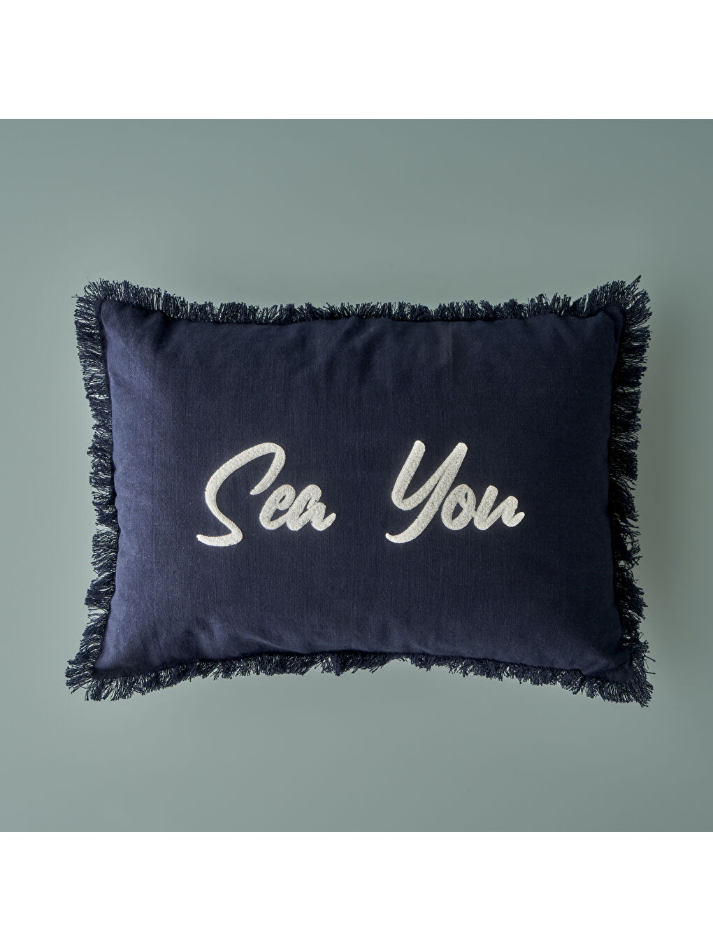 %100 Pamuk Marine Punchlı Kırlent Kılıfı Lacivert (35x50 cm)