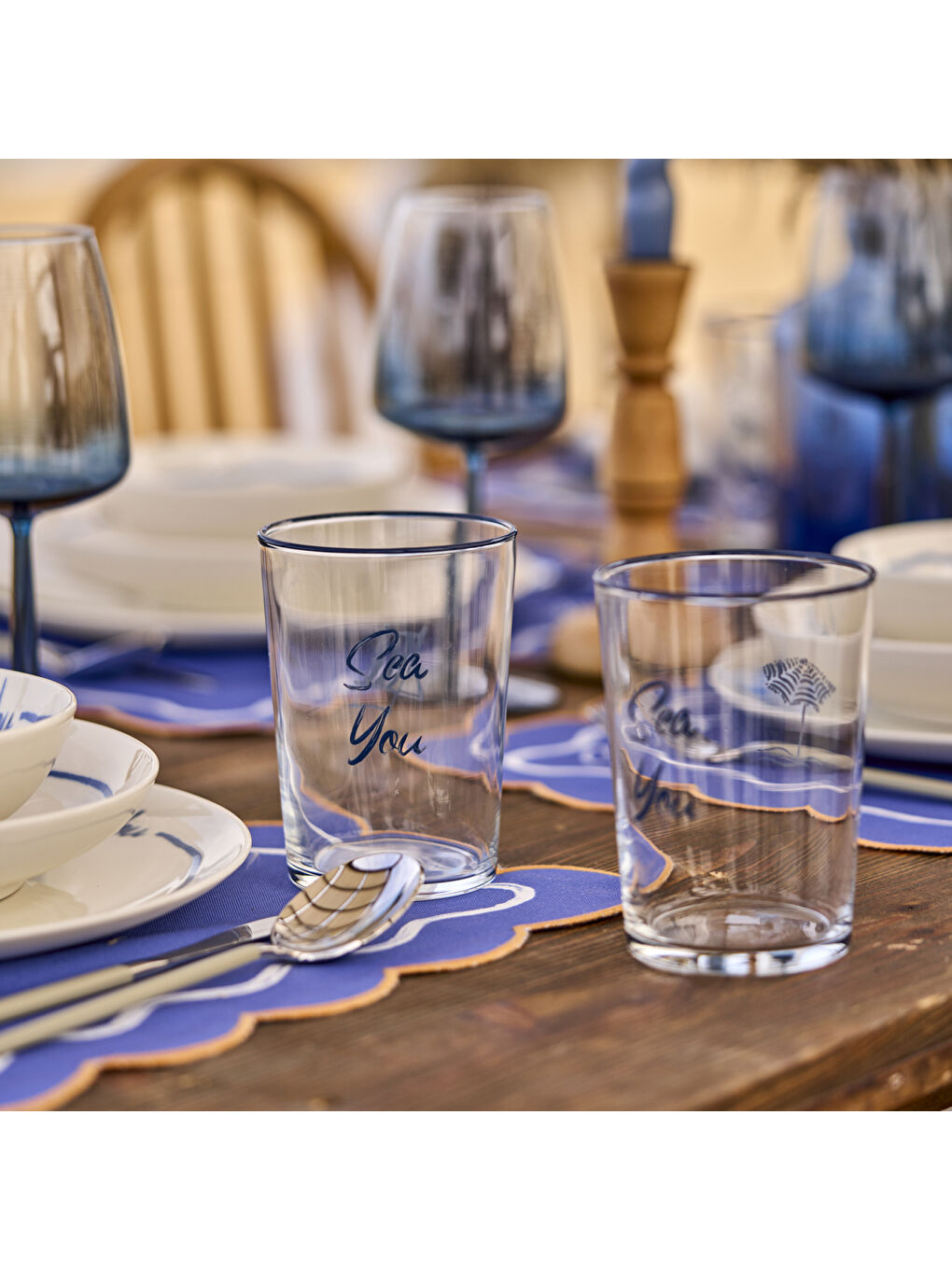 Marine Meşrubat Bardağı Umbrella 4'lü Mavi (510 cc)-1