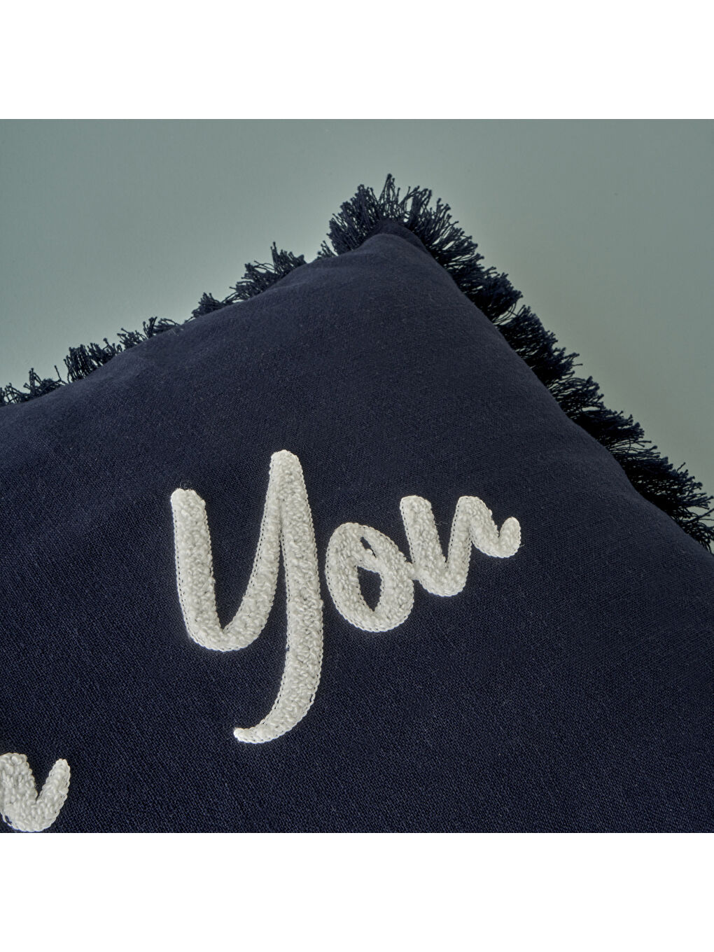 %100 Pamuk Marine Punchlı Kırlent Kılıfı Lacivert (35x50 cm)-1