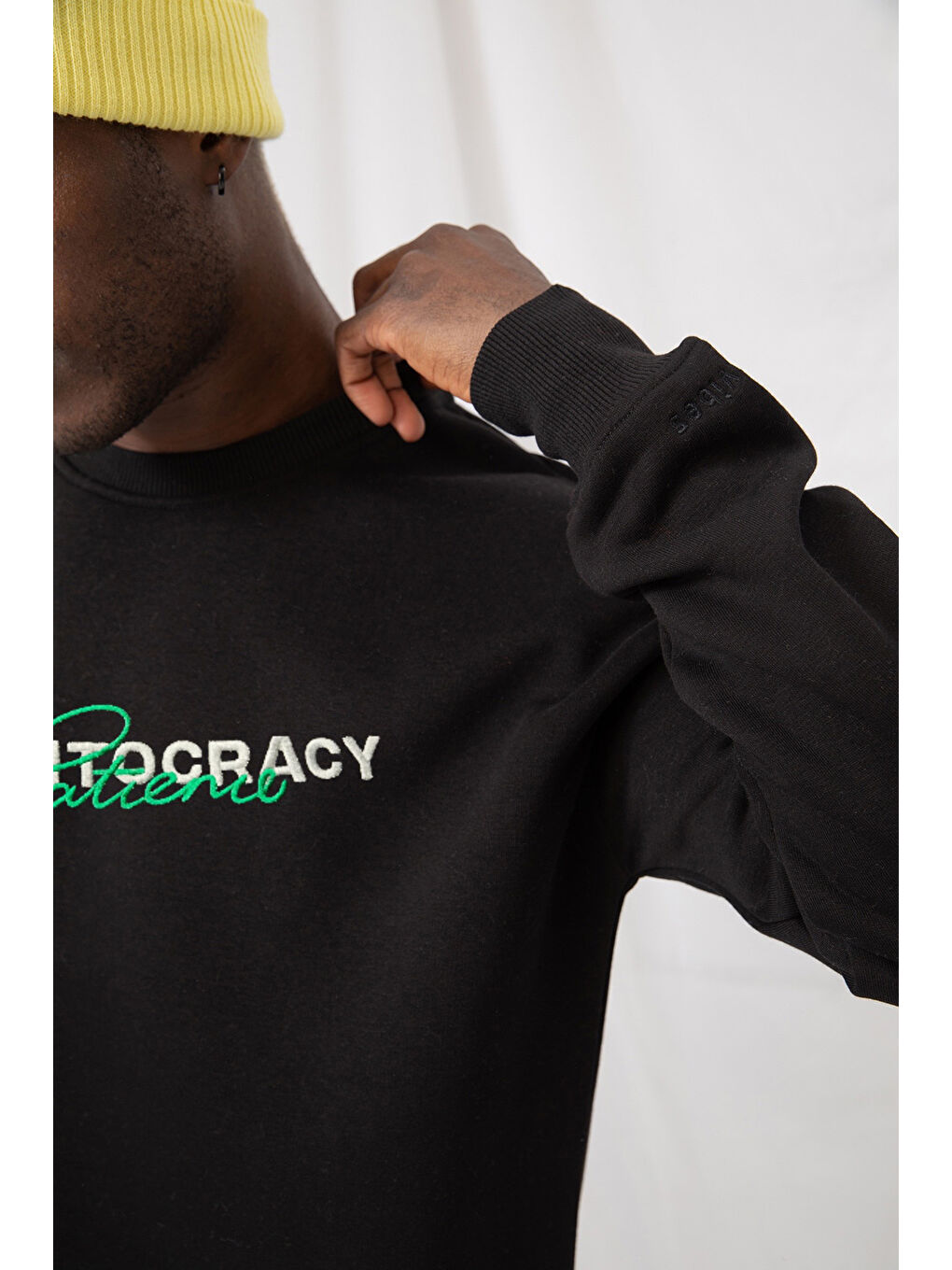 Erkek Meritocracy Oversize Siyah Sweatshirt-1