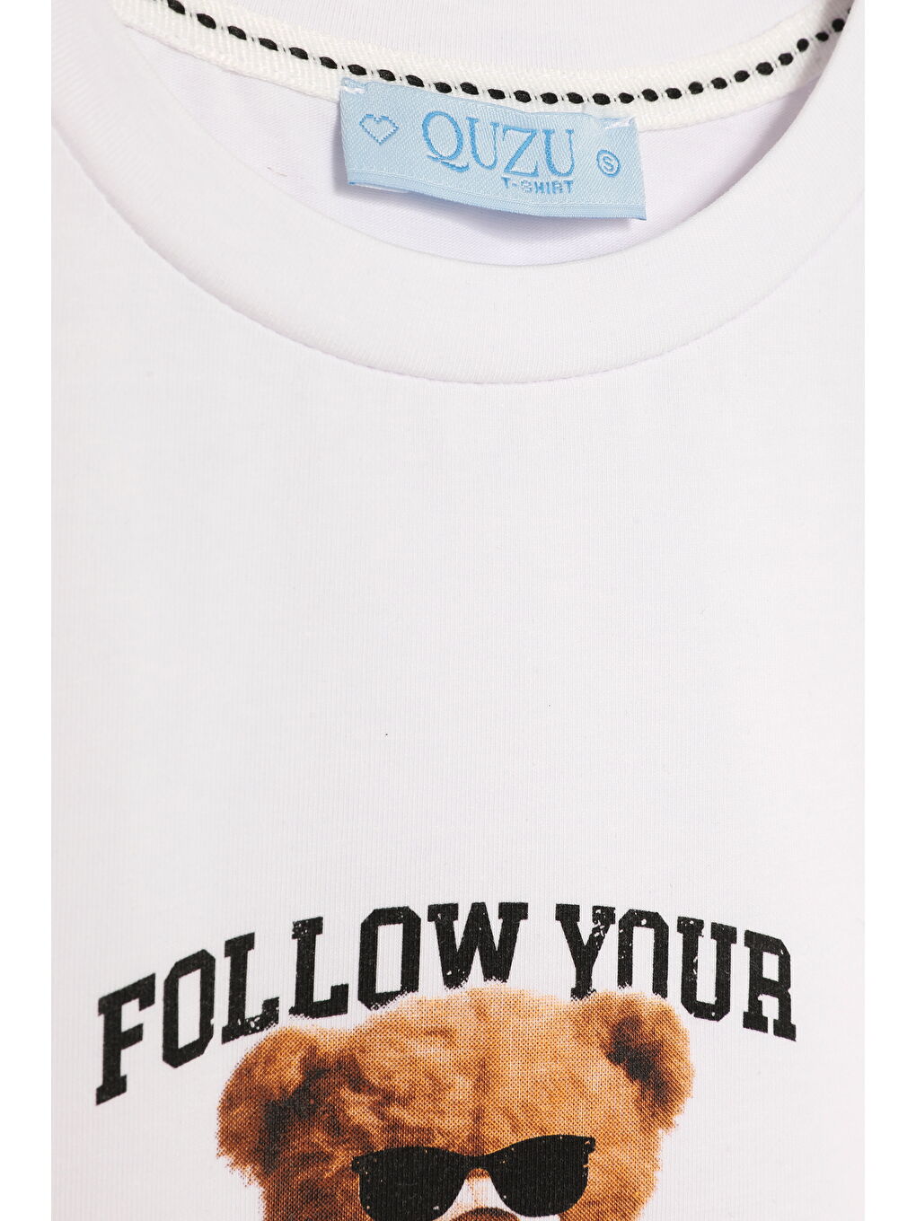 Ayıcık Desenli Kısa Kol Tişört Beyaz-1