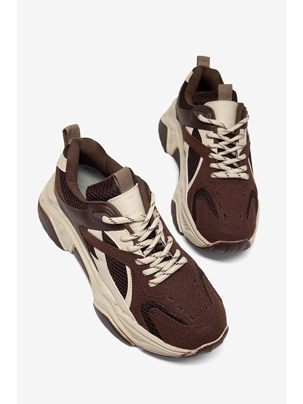 Kahverengi Kadın Kahve Rahat Kalıp Poli Taban Bağcıklı Sneaker-2