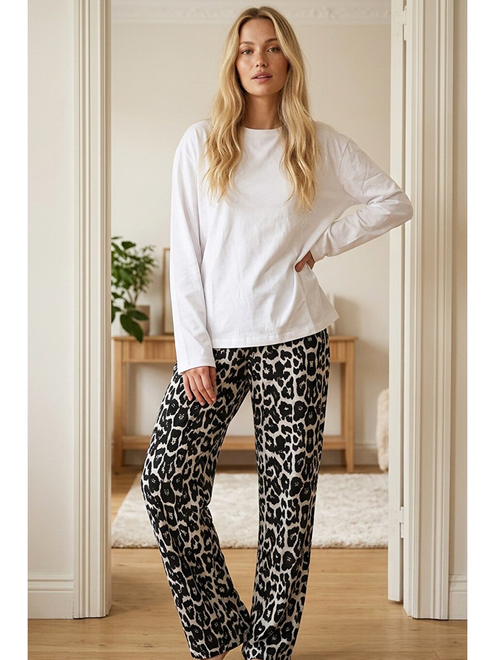 Karışık Örme Pamuklu Pijama Takımı 8028