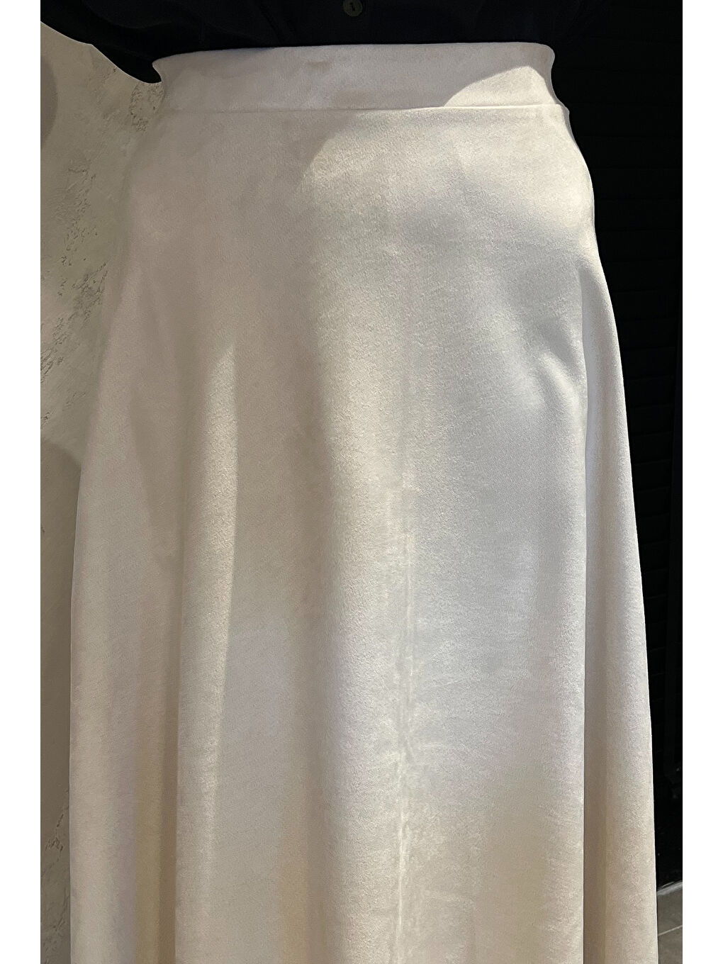 Bej Kadın Kloş Uzun Süet Etek-5