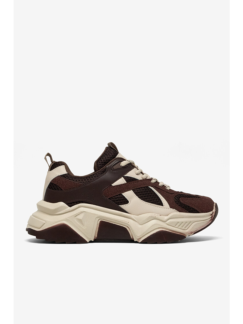 Kahverengi Kadın Kahve Rahat Kalıp Poli Taban Bağcıklı Sneaker-4