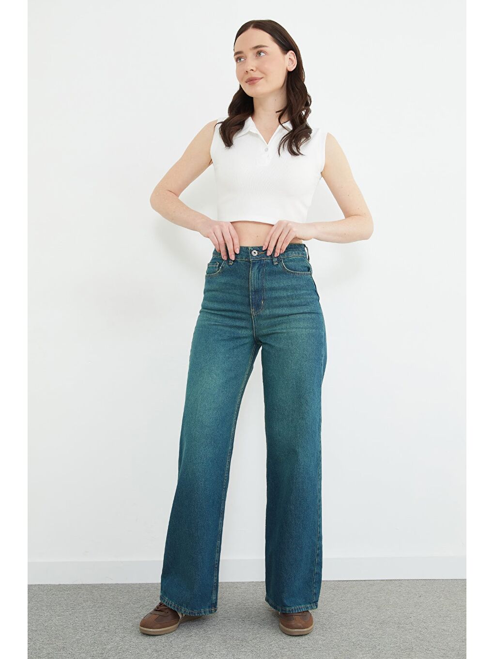 Yeşil Fermuarlı Palazzo Jean-1