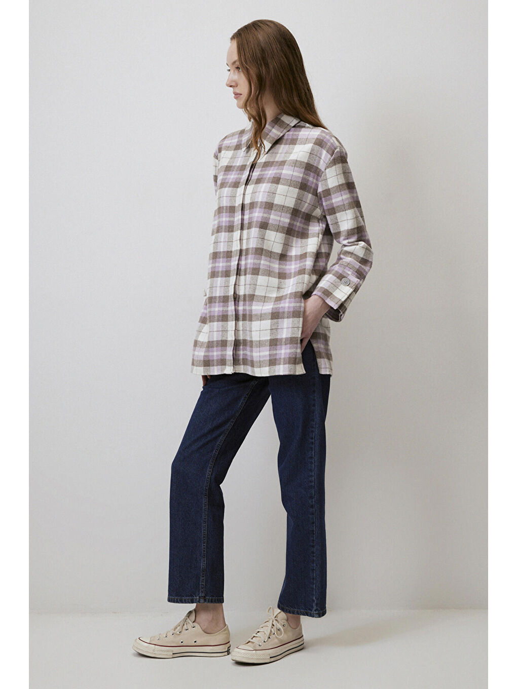 Lila Ekoseli Gömlek-2