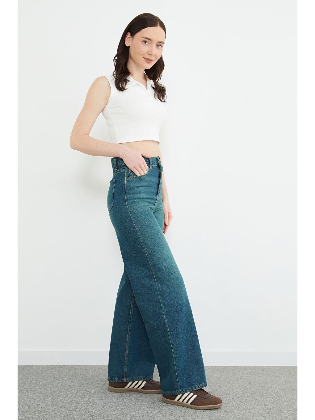 Yeşil Fermuarlı Palazzo Jean-2